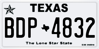 TX license plate BDP4832