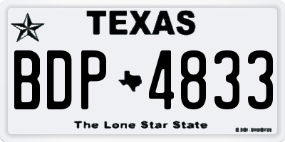TX license plate BDP4833