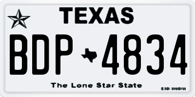 TX license plate BDP4834