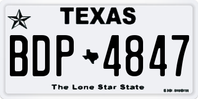 TX license plate BDP4847
