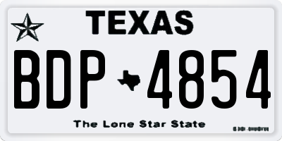 TX license plate BDP4854