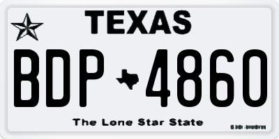 TX license plate BDP4860