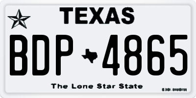 TX license plate BDP4865