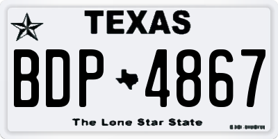 TX license plate BDP4867