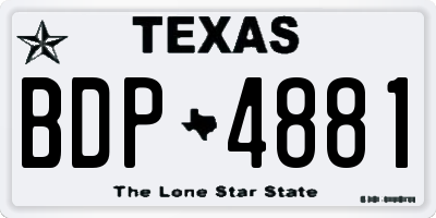 TX license plate BDP4881