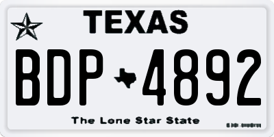 TX license plate BDP4892