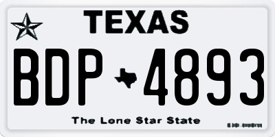 TX license plate BDP4893