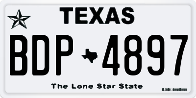 TX license plate BDP4897