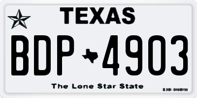 TX license plate BDP4903