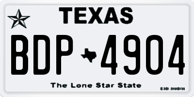 TX license plate BDP4904