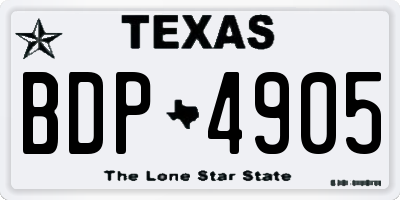 TX license plate BDP4905
