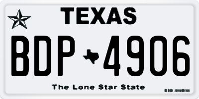 TX license plate BDP4906