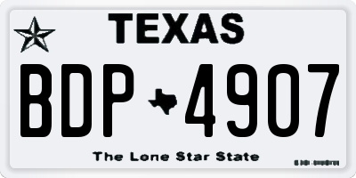 TX license plate BDP4907