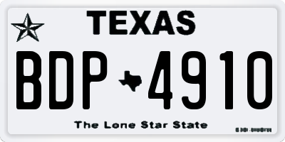 TX license plate BDP4910
