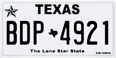 TX license plate BDP4921