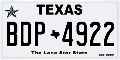 TX license plate BDP4922