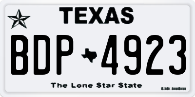 TX license plate BDP4923