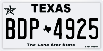 TX license plate BDP4925