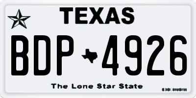 TX license plate BDP4926