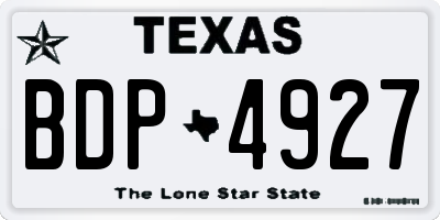TX license plate BDP4927