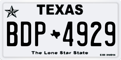 TX license plate BDP4929
