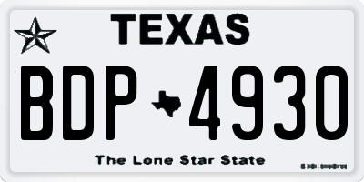TX license plate BDP4930