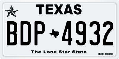 TX license plate BDP4932
