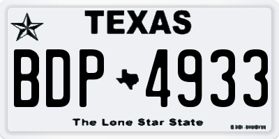 TX license plate BDP4933