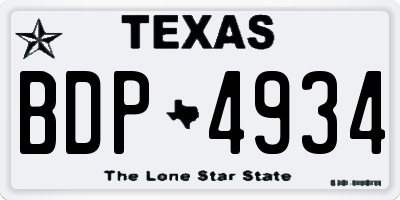 TX license plate BDP4934