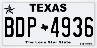TX license plate BDP4936