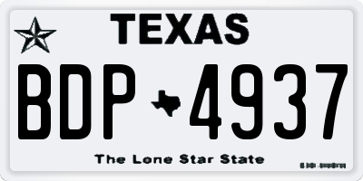 TX license plate BDP4937