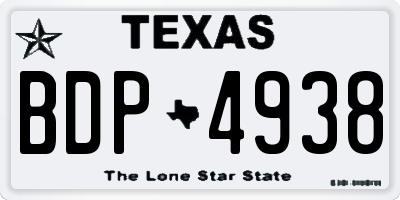 TX license plate BDP4938