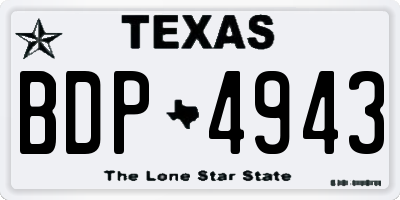 TX license plate BDP4943