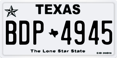 TX license plate BDP4945