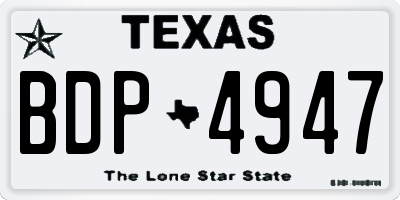 TX license plate BDP4947
