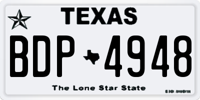 TX license plate BDP4948