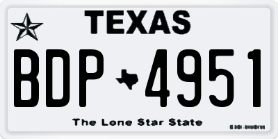 TX license plate BDP4951