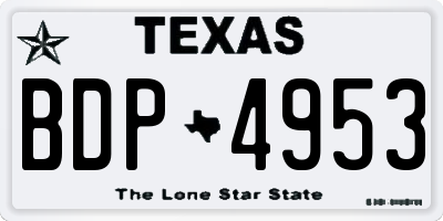 TX license plate BDP4953