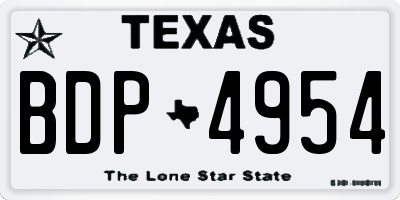 TX license plate BDP4954