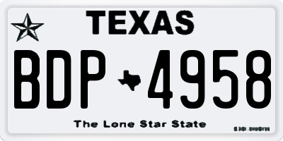 TX license plate BDP4958