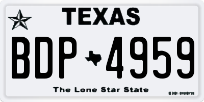 TX license plate BDP4959