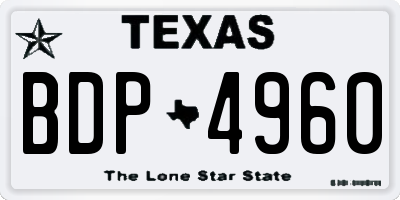 TX license plate BDP4960