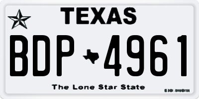 TX license plate BDP4961