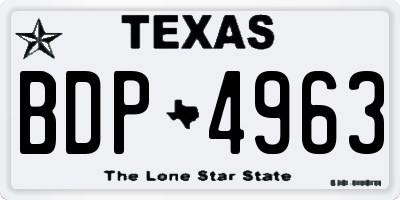 TX license plate BDP4963