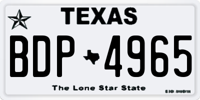 TX license plate BDP4965