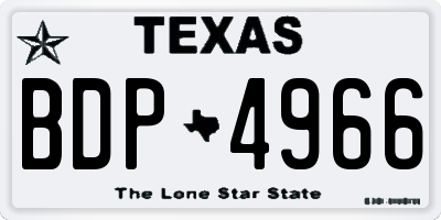 TX license plate BDP4966