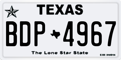 TX license plate BDP4967