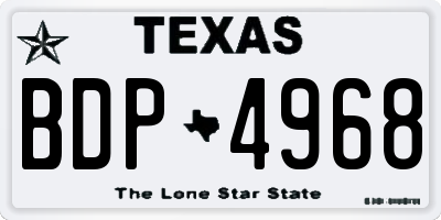 TX license plate BDP4968