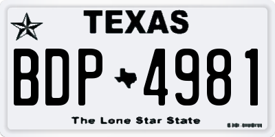 TX license plate BDP4981