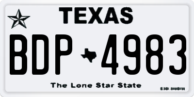 TX license plate BDP4983